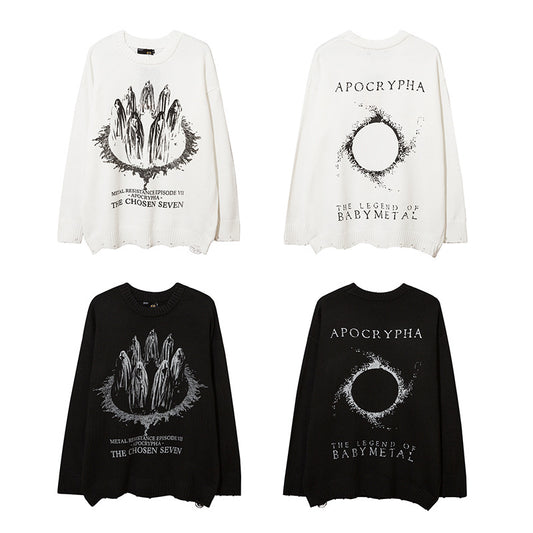 Letter Jacquard Knitted Sweater For Men And Women