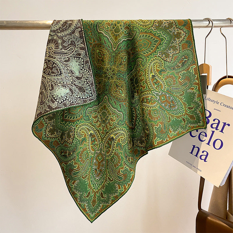 Tropical Jungle Double-color Silk Wool Square Scarf