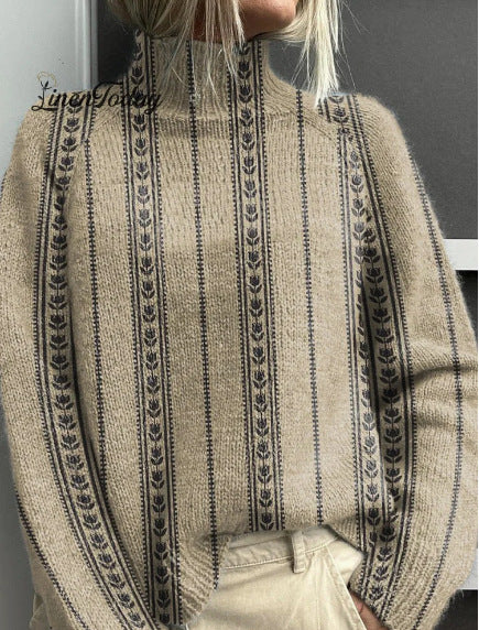 Women's Casual Turtleneck Bedford Cord Sweater