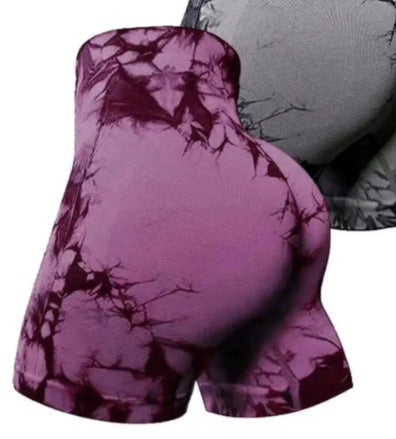 Seamless Tie-dye Sports Tight Shorts