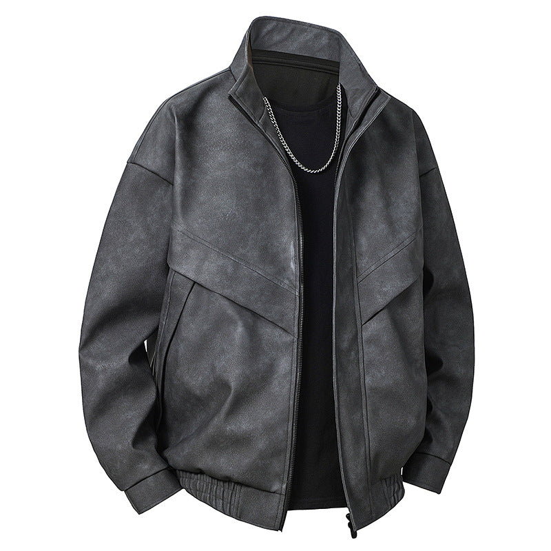 And Handsome Slim Fit Leather Coat