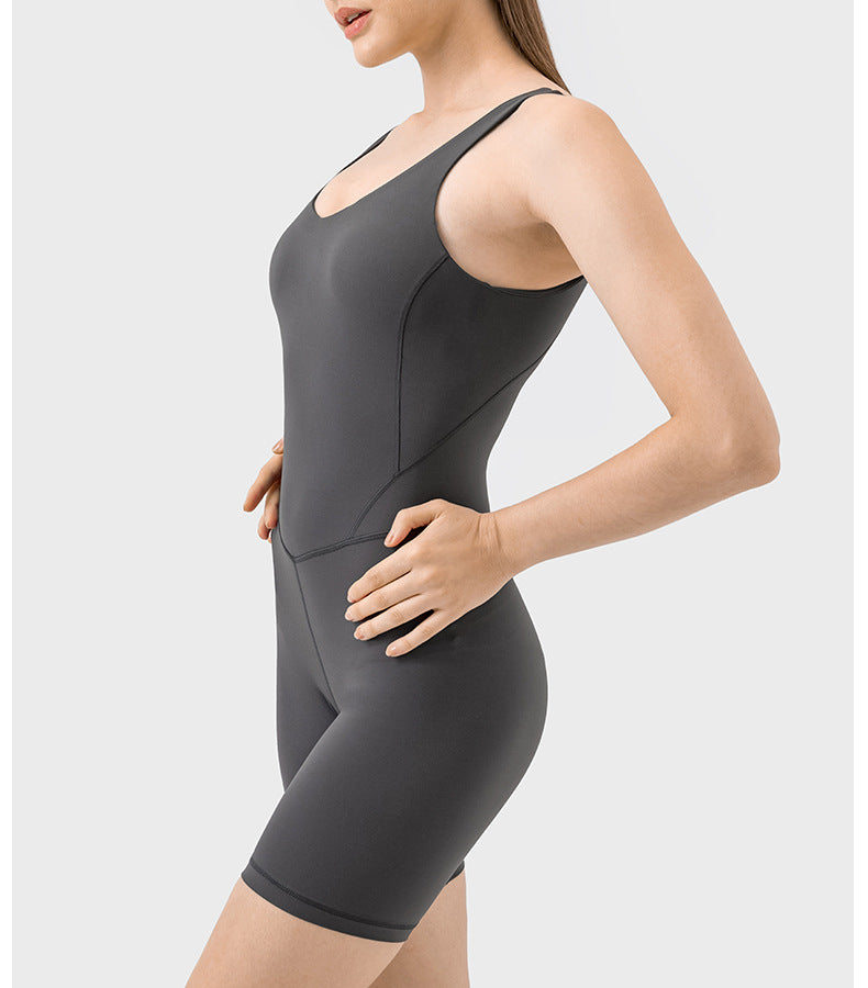 Women's Pure Color All-matching Casual Belly Contracting And Hip Lifting Jumpsuit