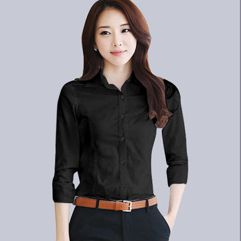 Women's Long Sleeve Slim Fit Slimming Business Shirt