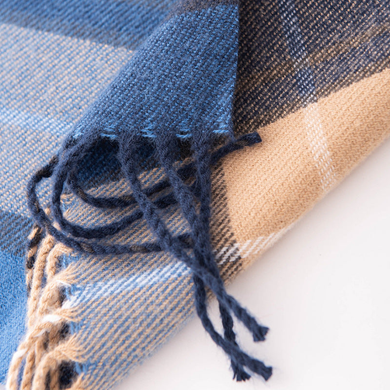 Stylish And Simple Womens Faux Cashmere Plaid Scarf