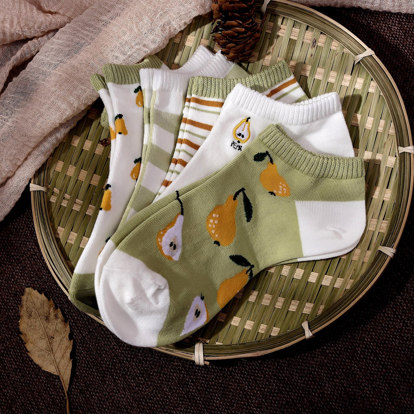 Embroidered Cartoon Fruit Strawberry Ice Cream Boat Socks Sweet Wild Socks