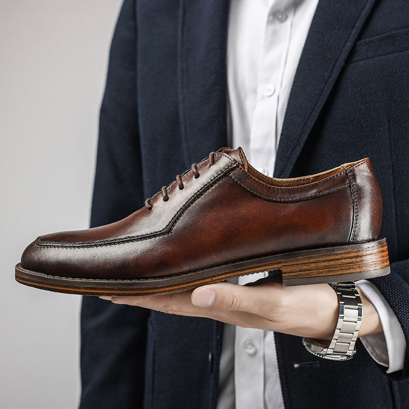Low-cut Business Dress Shoes British Retro Polished Color