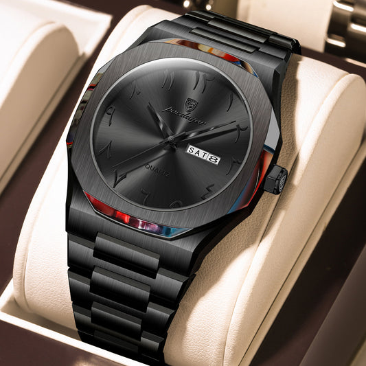 Men's Dual Calendar Simple And Trendy Waterproof Quartz Watch