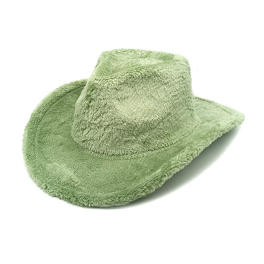 Faux Rabbit Fur Western Cowboy Hat Female Woolen Hat