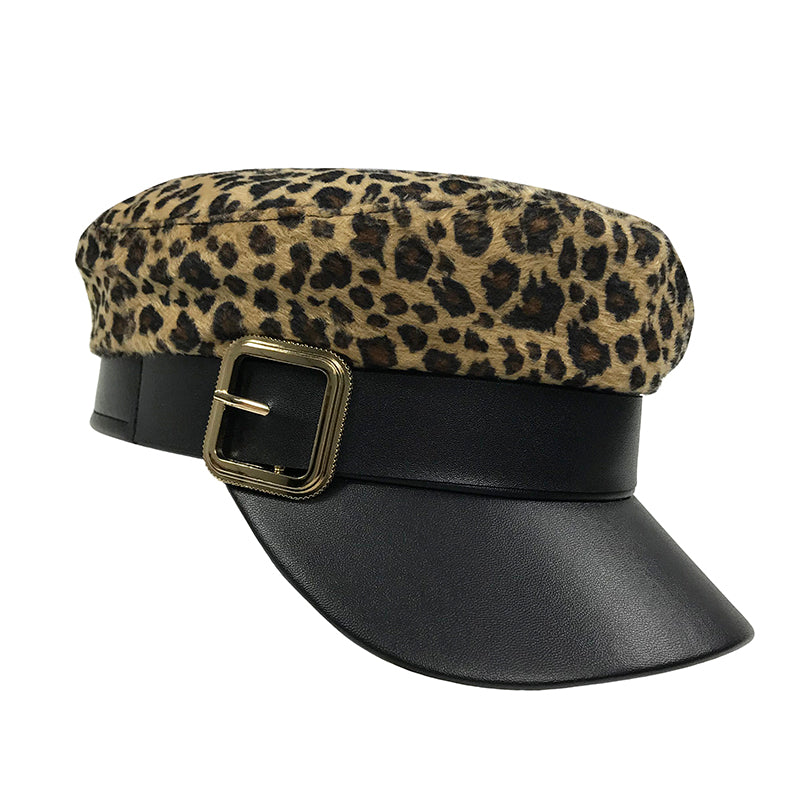 Autumn And Winter Leopard Style Versatile Flat Top Hat