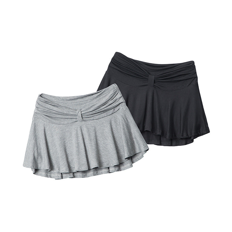 Girl French Ballet Pure Desire Wind Fold Anti-exposure Sexy High Waist A- Line Skirt