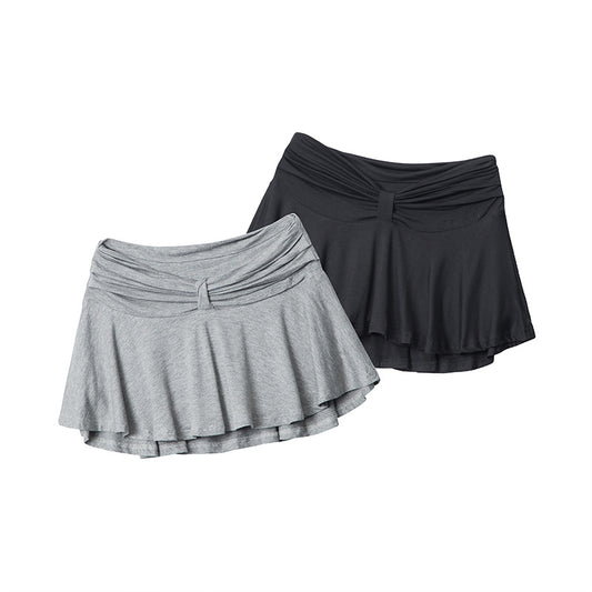 Girl French Ballet Pure Desire Wind Fold Anti-exposure Sexy High Waist A- Line Skirt