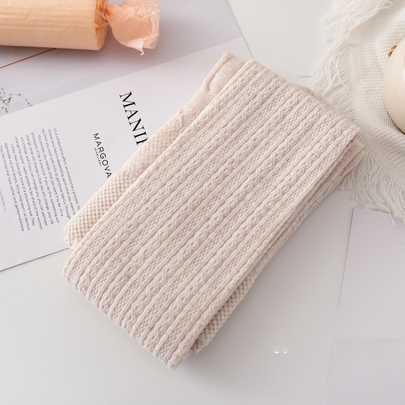 Japanese JK White Tights Autumn And Winter Thickened Oat Color