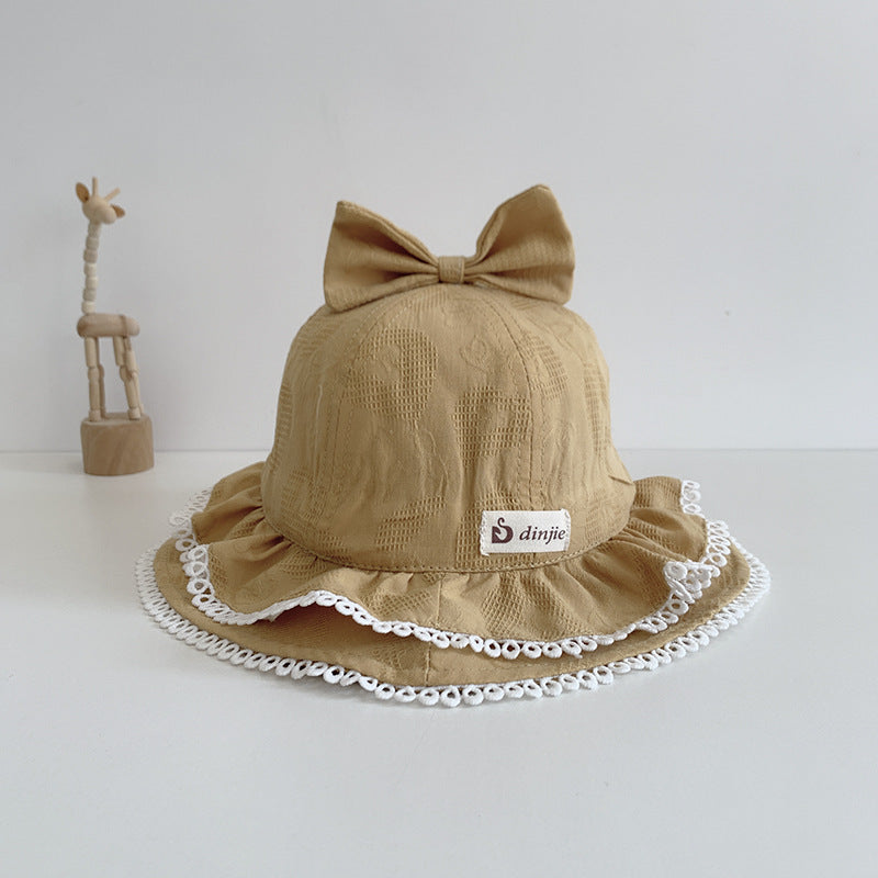 Bow Double Ruffle Brim Soft Princess Hat Basin
