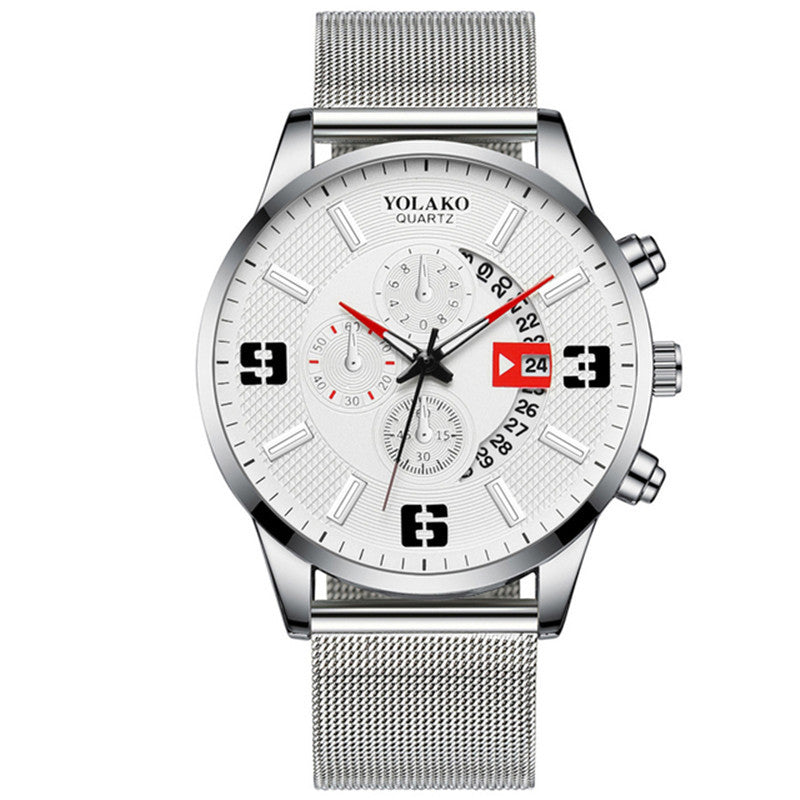 Fashion Three-eye Digital Men's Watch With Calendar