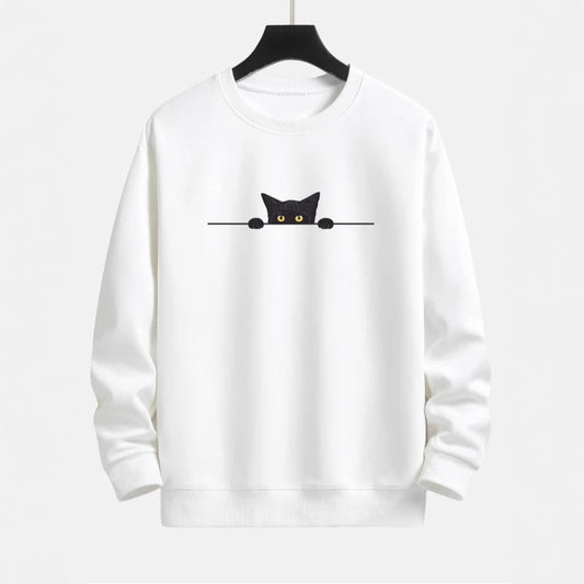 Kreativt katteprint Sød kat Rundhalset sweater