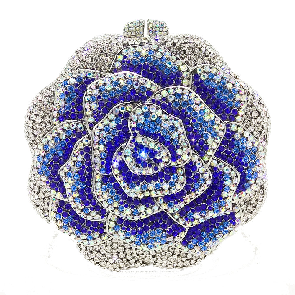 Ladies Evening Bag With Diamond-encrusted Floral Design