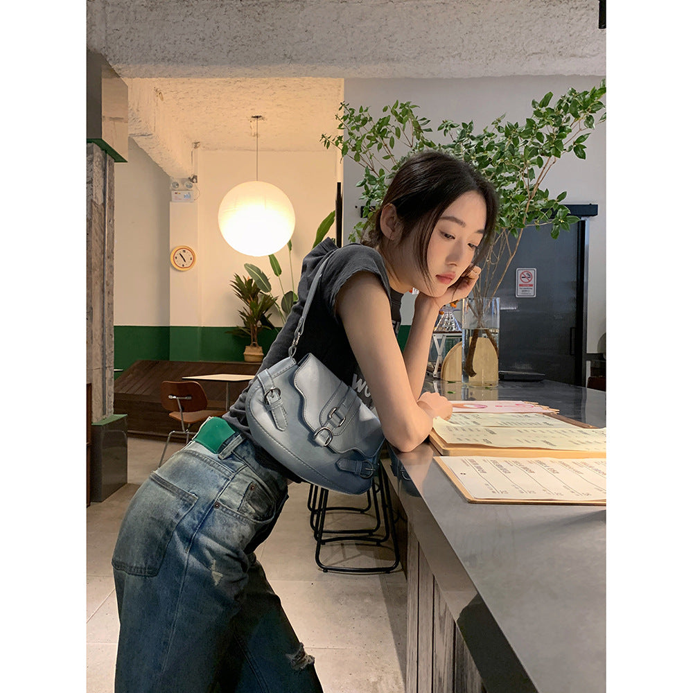 Retro Make Old Ripped Straight Casual Pants Women's High Street Slimming Jeans