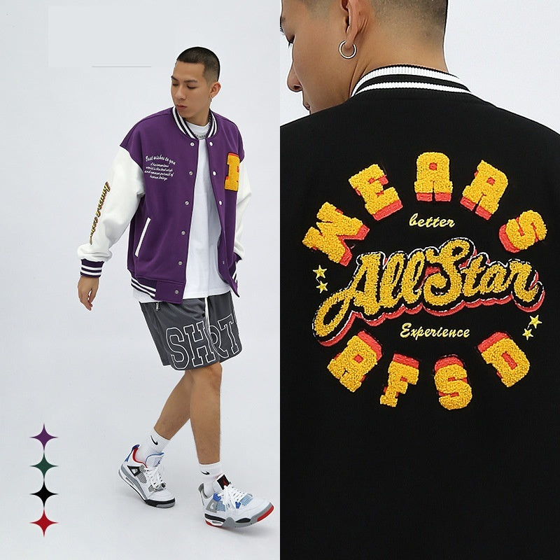 Street Baseball Uniform Håndklædebroderet Frakke til Mænd