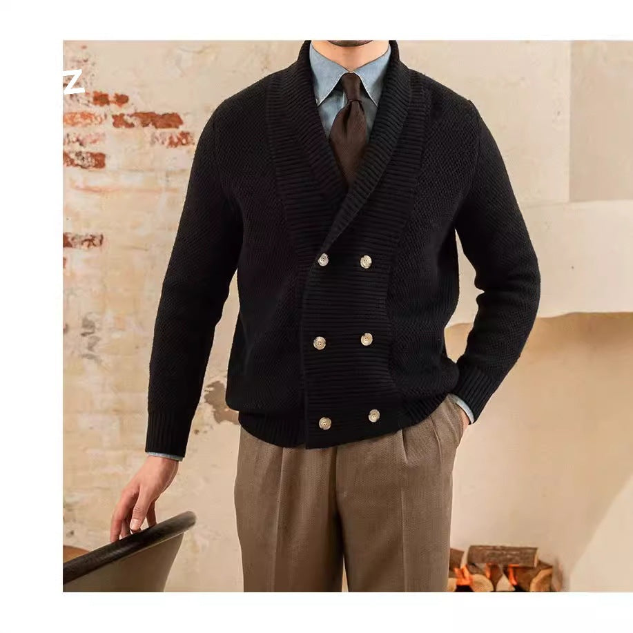 Fall Winter Men Coat V-neck Sweater Trendy Simple
