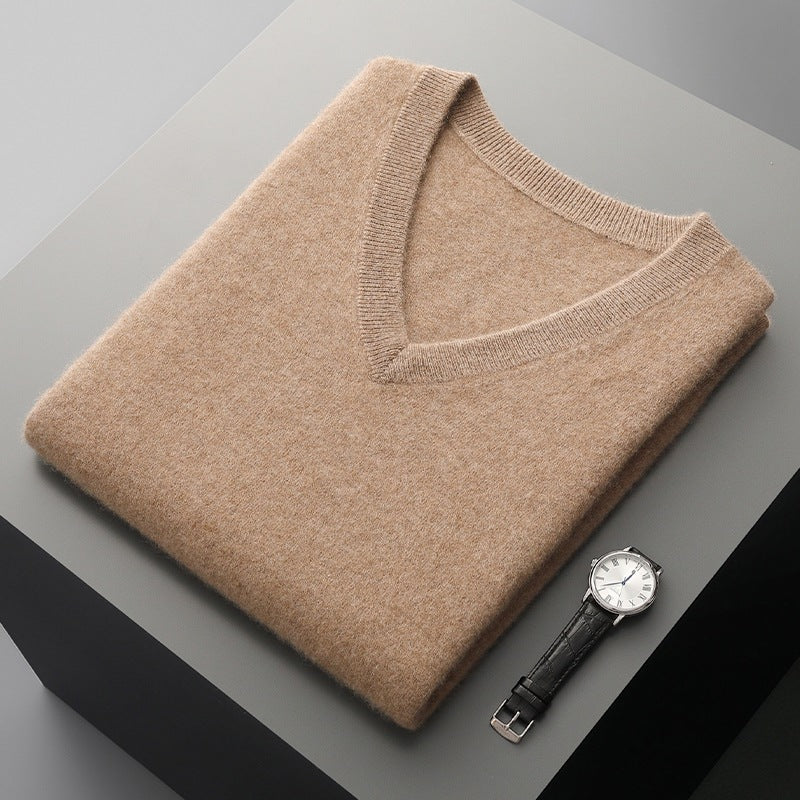 Afslappet ærmeløs V-hals sweater til midaldrende