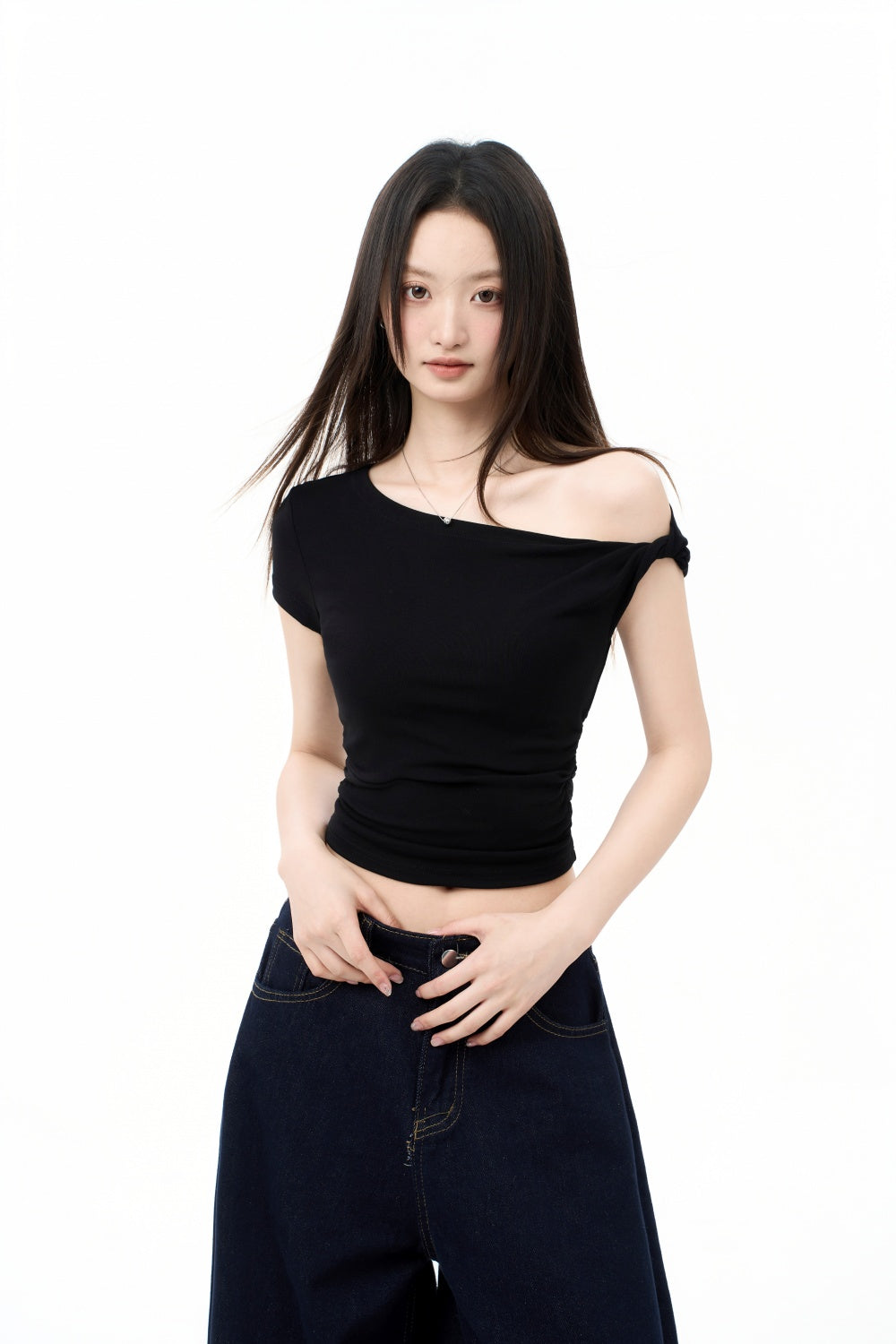 Short Off-shoulder Short-sleeved T-shirt Women's Off-shoulder Slim Short-sleeved Tops
