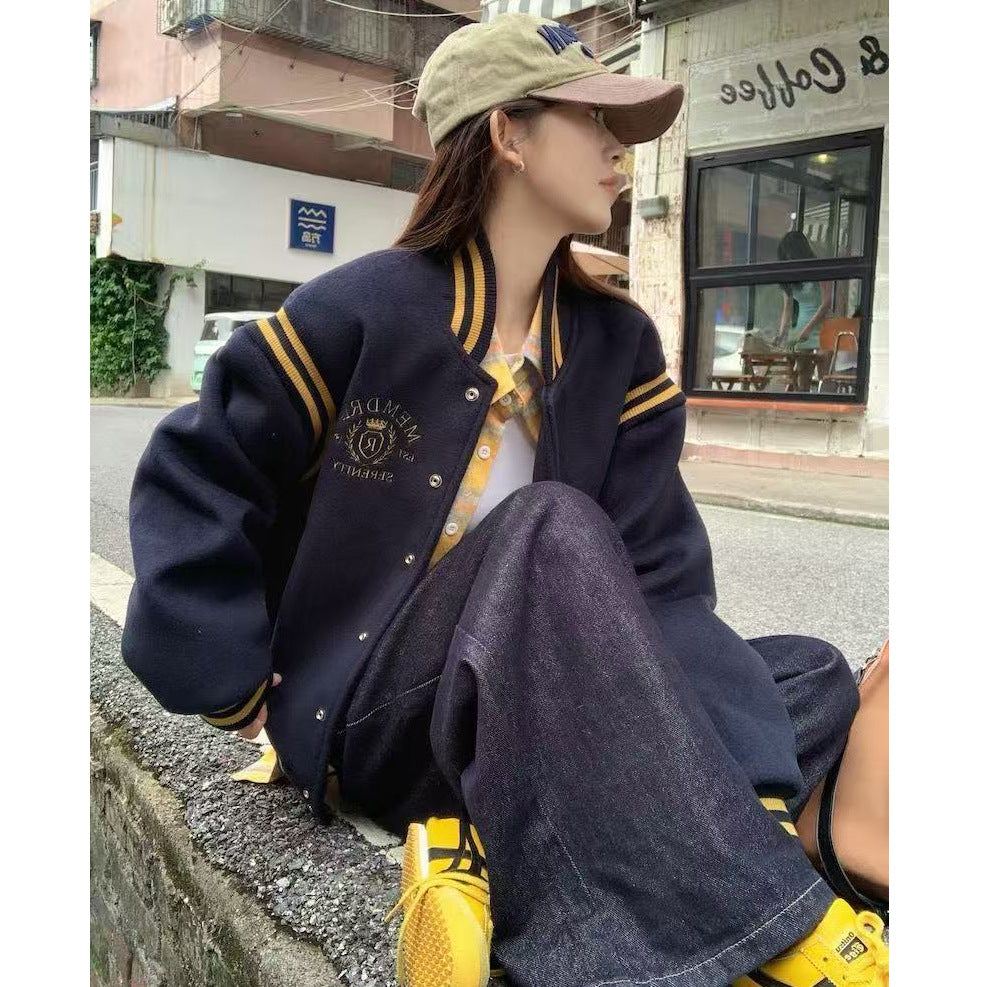 Women's Versatile Padded Baseball Jacket For Women