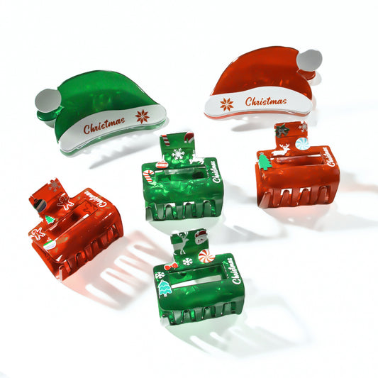 Christmas Hat Themed Elk Decorative Hair Clips