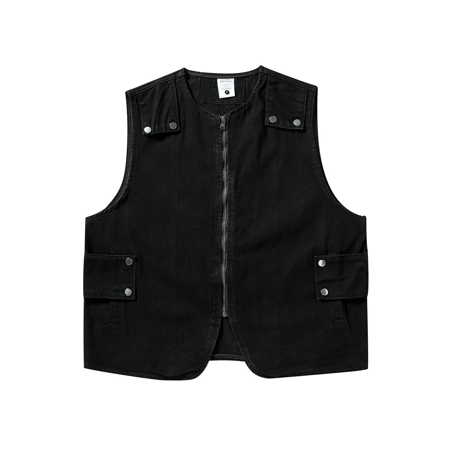 Retro Distressed Tooling Denim Vest Coat