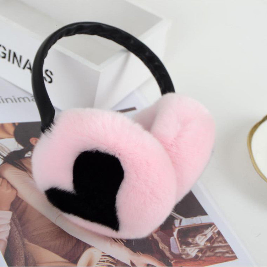 Women's Winter Simple Warm Rex Rabbit Fur Earmuffs