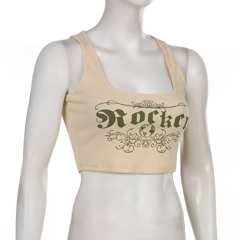 Fashion Printing Racerback Square Collar