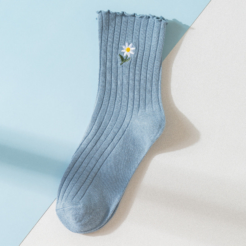 Women's Tube Socks Thin Ins Tide Small Daisy Japanese Cute