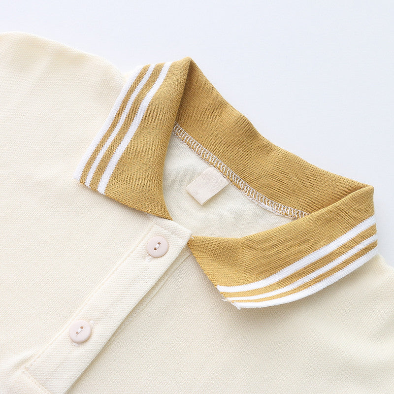 Hand-painted Illustration Embroidery Contrast Color Lapel Retro Short T-shirt Polo Shirt