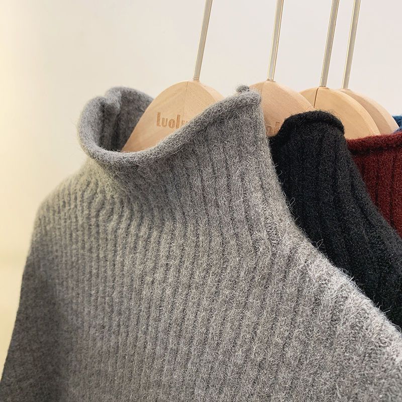Half Collar Thickened All-matching Solid Color Bottoming Sweater
