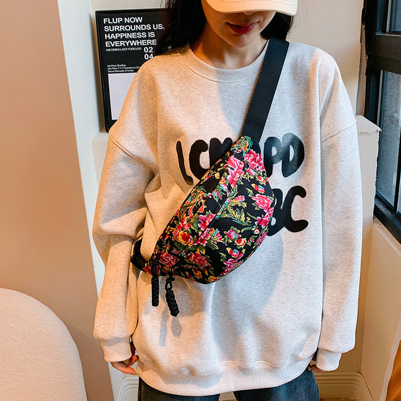 Women's Big Flower Western Style All-matching Waist Bag