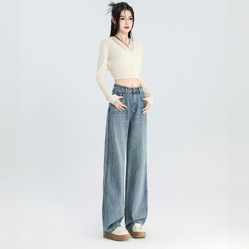 Women's Fashion Wide-leg Retro Straight-leg Pants