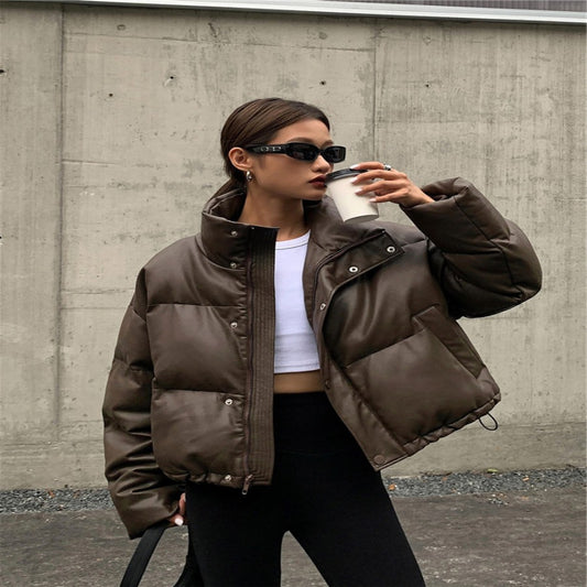 Women's Thickened Thermal Turtleneck Short Cotton Coat Jacket