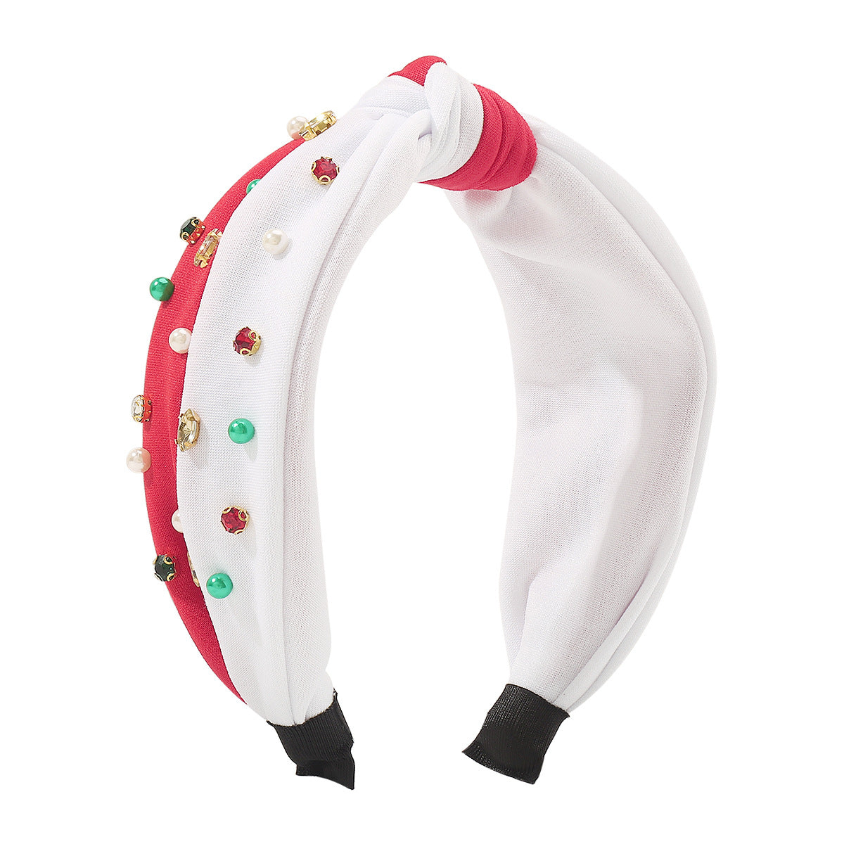 Christmas Wide-brimmed Diamond Beaded Contrast Color Knotted Light Luxury Festival Headband