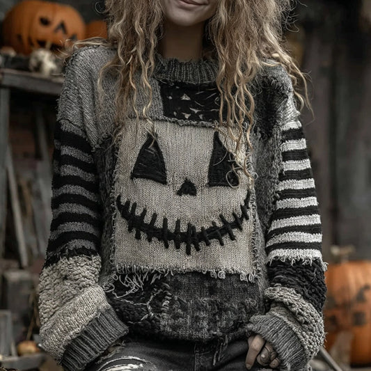 Digital dame-sweatertrøje med print, rund hals og løs pasform, blød kvalitet
