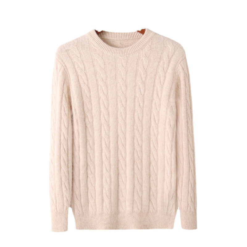 Men's Round Neck Pullover Thickened Mink Sweater Loose Casual Solid Color Knitted Base Cardigan