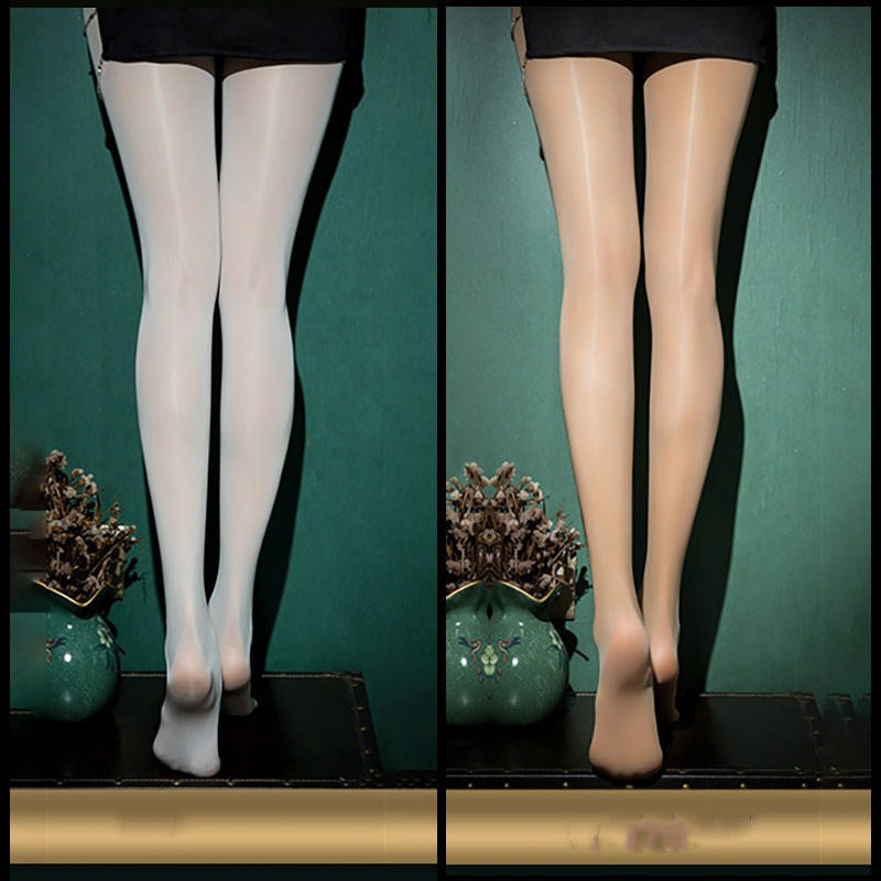 Black Sexy Oily Stockings Women's Summer Ultra-thin Pearl Shiny Gold  Crotch Bottoming Panty Socks Net Red Tide