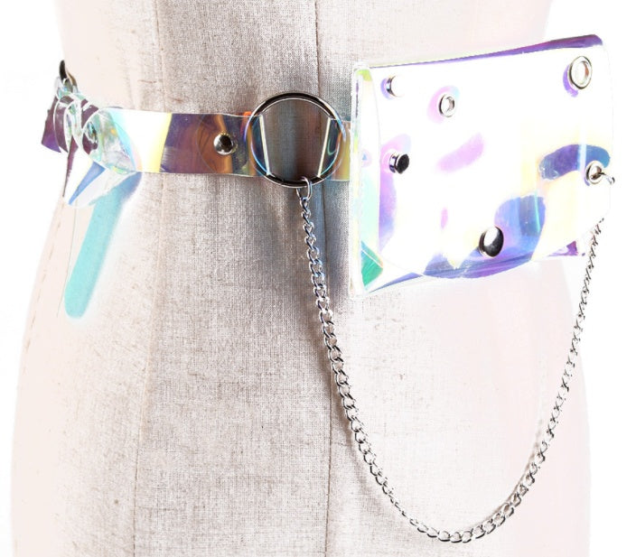 Transparent Laser Waist Bag Belt Women's Chain Mini Small Bag