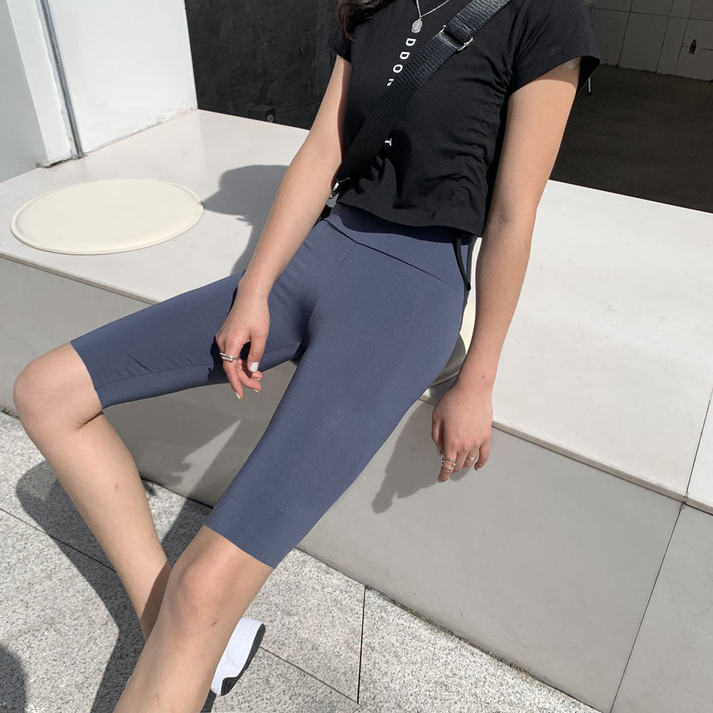 Five-point Shark Pants Women's Outer Wear Summer Thin Black High Waist Tight Base Shorts Yoga Riding Pants