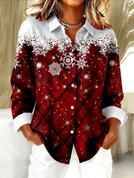 Check Print Women's Long Sleeve Shirt