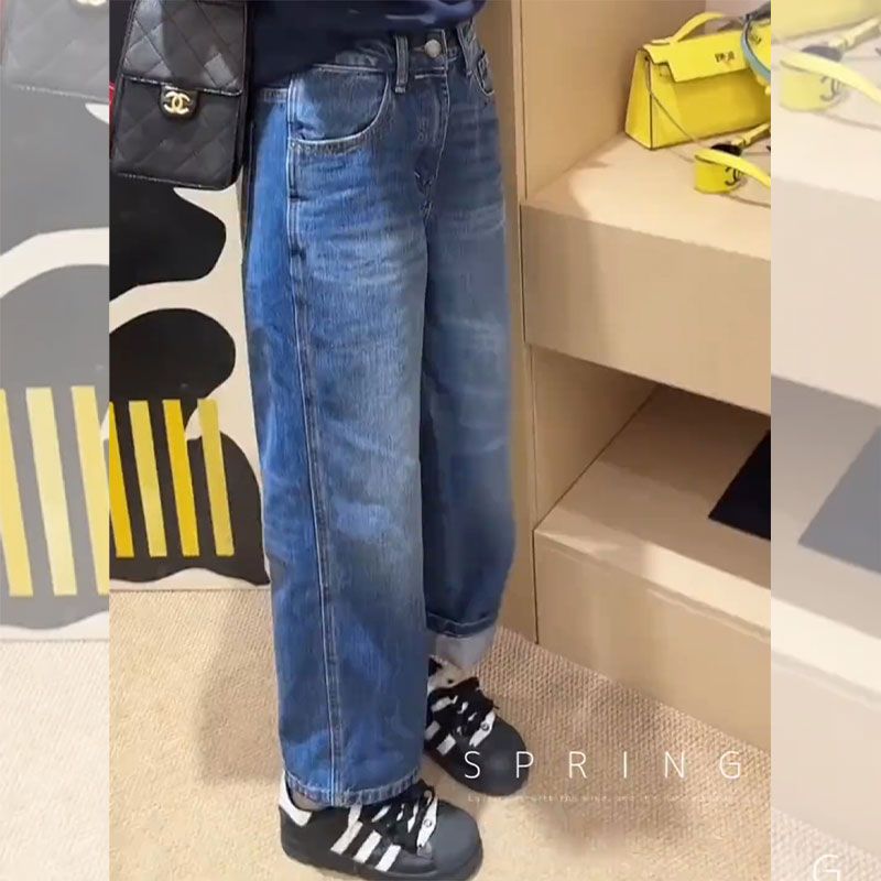 Retro vide ben Jeans Dame Lille Store Størrelse