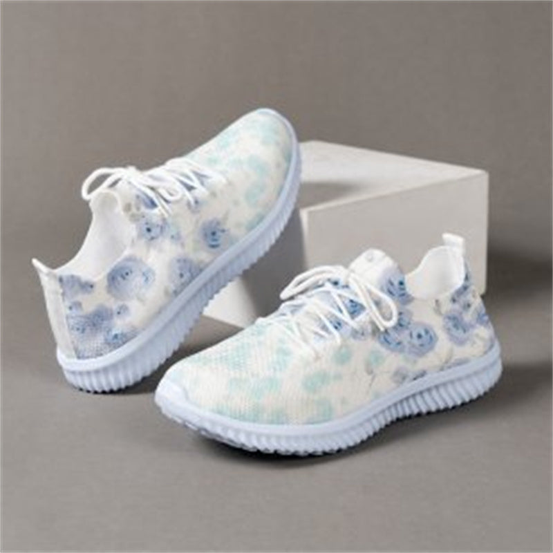 Women's Fashion Casual Flat Lace-up Flying Woven Breathable Sports Shoes
