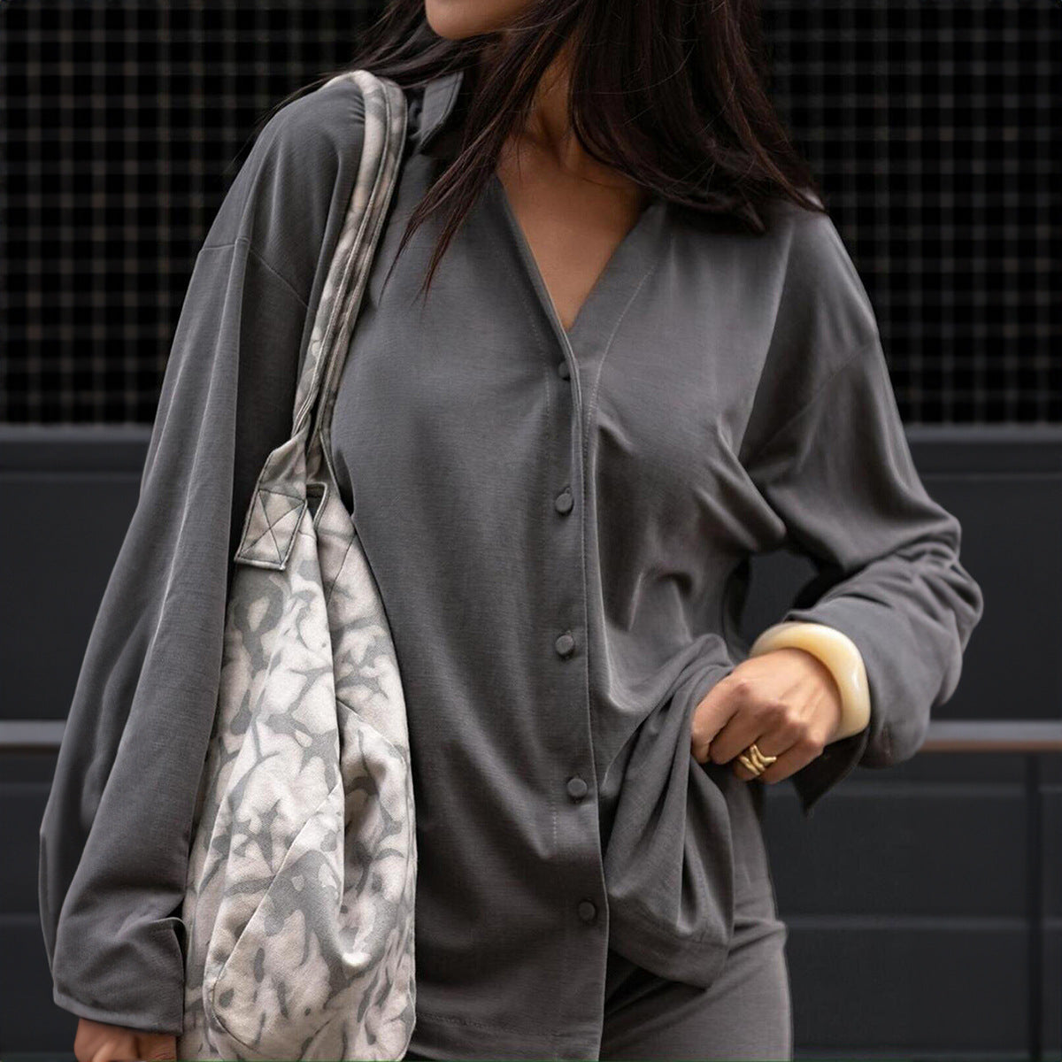 Long Sleeve Shirt And Pants Suit Women's Clothing