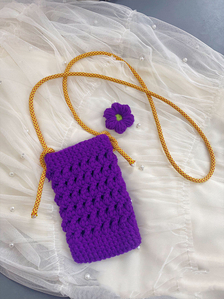 Knitted Woolen Crossbody Mobile Phone Bag Handmade