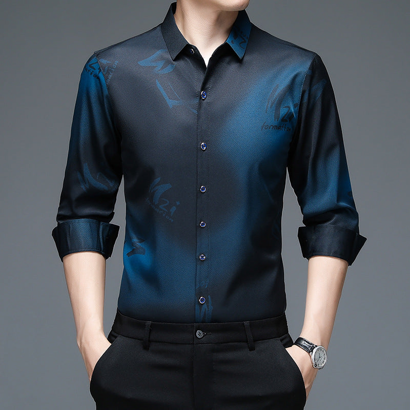 Long Sleeve Shirt Men's Thin Young And Middle-aged Casual Loose Fashion