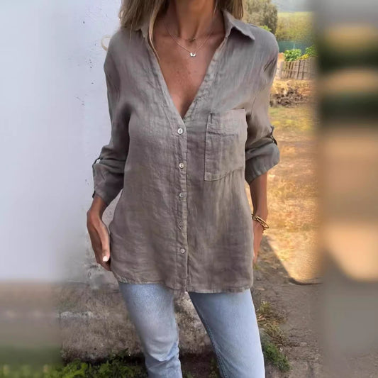 Summer Women's Solid Color Simple Shirt