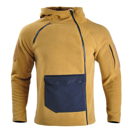 Camouflage Hooded Fleece til Mænd Afslappet Udendørs Varm Åndbar Tyk og Løs
